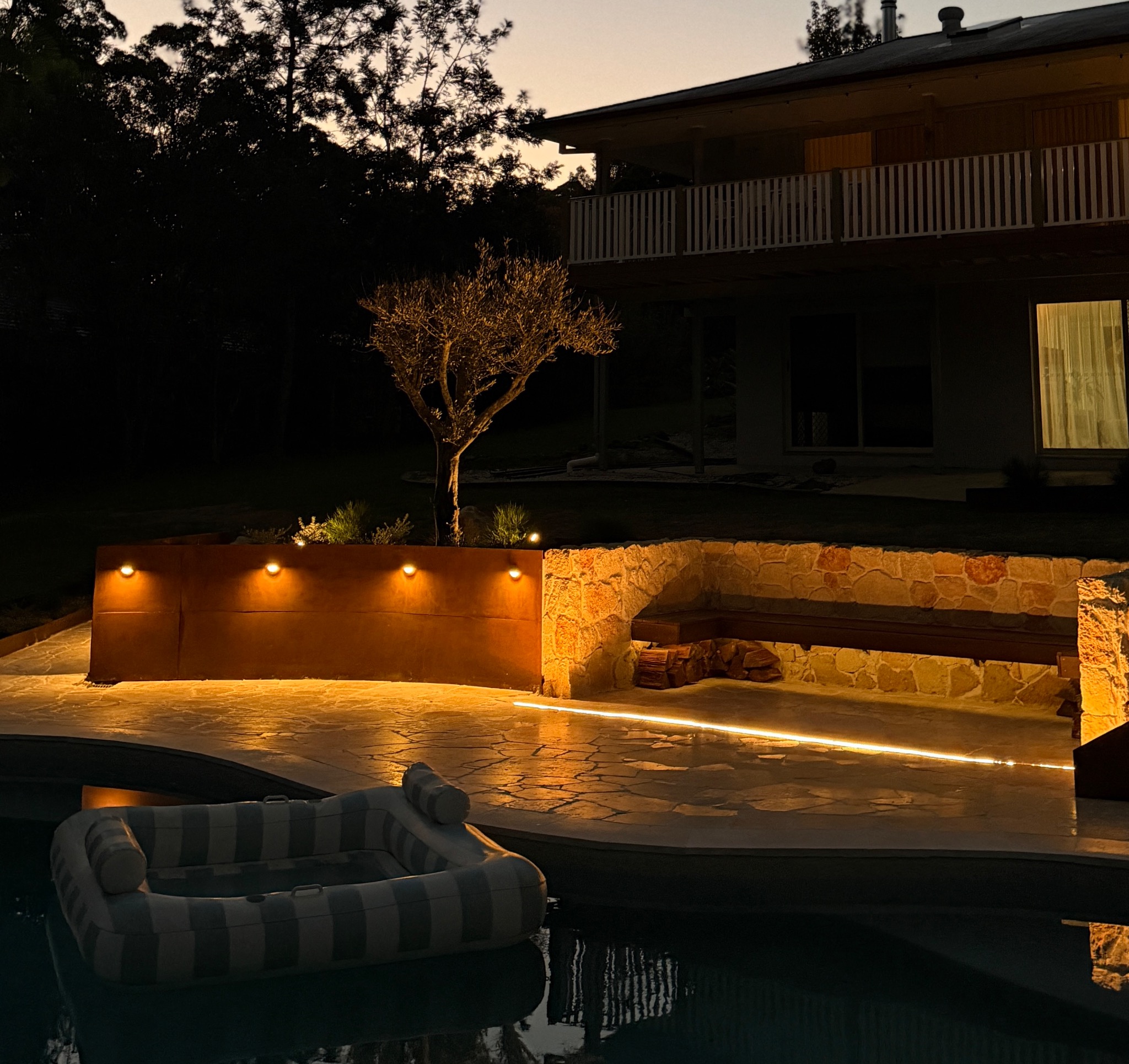 Premium Gold Coast landscape construction — resort-style pool and outdoor living area